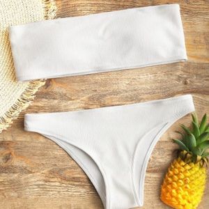 Ribbed Bandeau Bikini Set